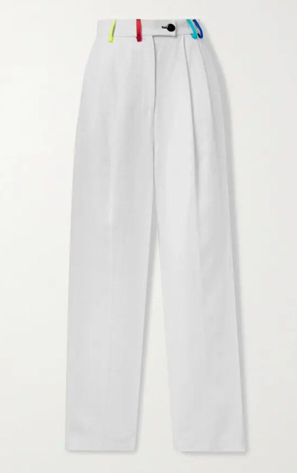 Christopher John Rogers Colorblock Pleated Linen Straight Leg Pants 4 A001034
